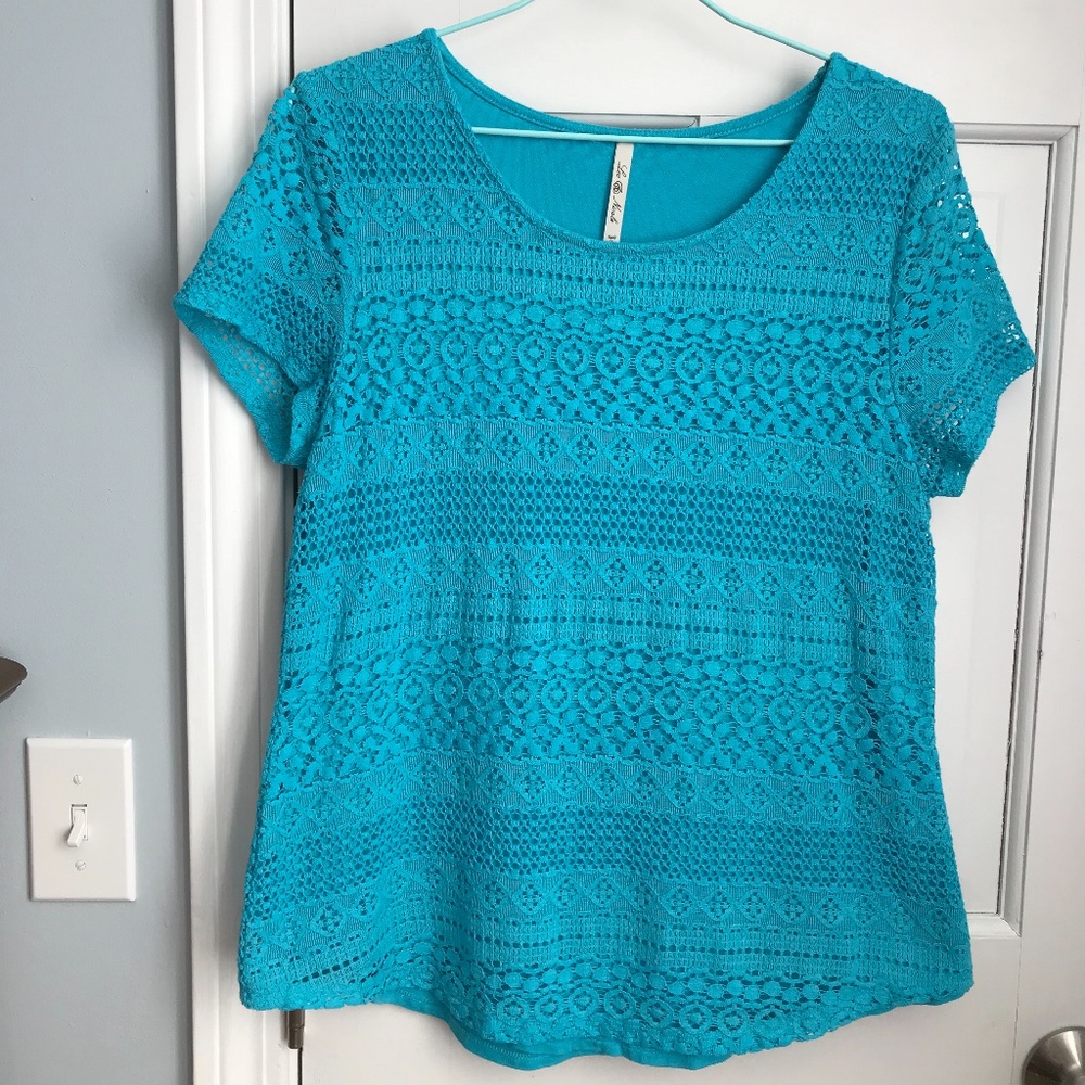 Turquoise lace blouse